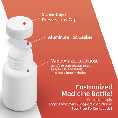 HDPE Plastic Medicine Pill Bottles For Vitamin Supplement