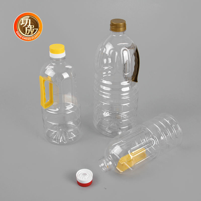 Botella plástica de encargo del ANIMAL DOMÉSTICO del aceite de cocina de la botella de la salsa de soja de 1 litro con la manija