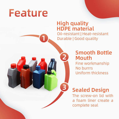 ขวดบรรจุภัณฑ์น้ำมันเครื่อง HDPE เปล่า 1 ลิตร ภาชนะบรรจุน้ำมันเครื่องพลาสติก