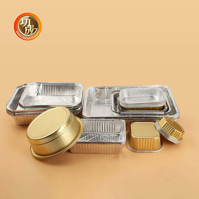 Silver Gold Customize Packing Boxes 3 Compartment Aluminum Foil Lunch Box