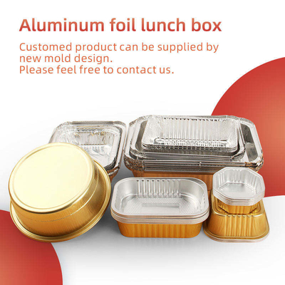 Rectangular Customize Packing Boxes Takeout Trays Disposable Aluminum Lunch Box