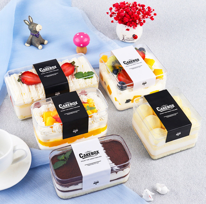 PET Plastic Tiramisu Dessert Cupcake Packing Box With Lid