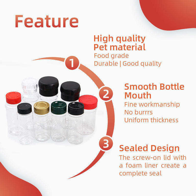 100Ml Plastic Spice Bottles Herbs Powders Seasoning Shaker Containers