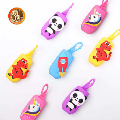 Mini Cute Travel Portable Plastic Sanitizer Bottle With Cartoon Silicone Holder