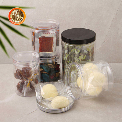 Transparent Round Pet Plastic Food Jars With Lid