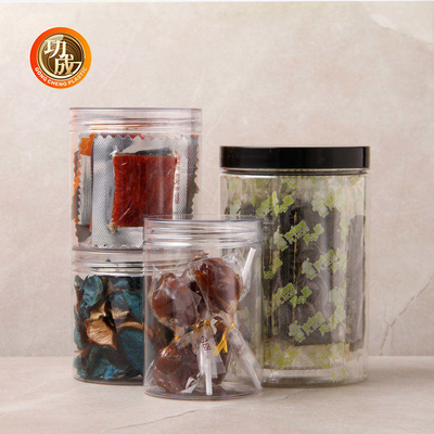 Transparent Round Pet Plastic Food Jars With Lid