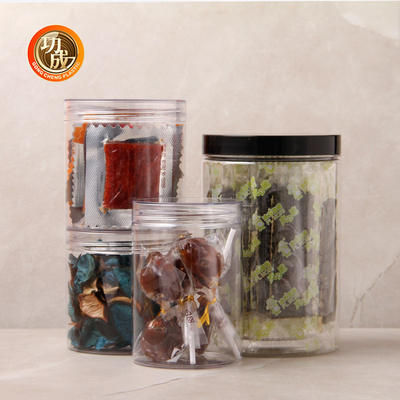 CQM Plastic Candy Cookie Jar Empty Clear Wide Mouth Food Storage Pet Plastic Jars